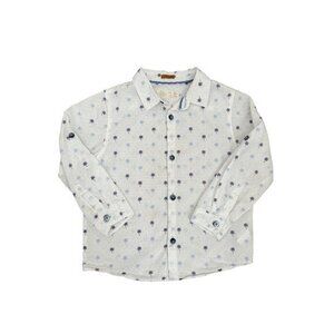 Zara Baby Boy Palm Tree Print Long Sleeve Button-Up Shirt Size 3/4 Years White &